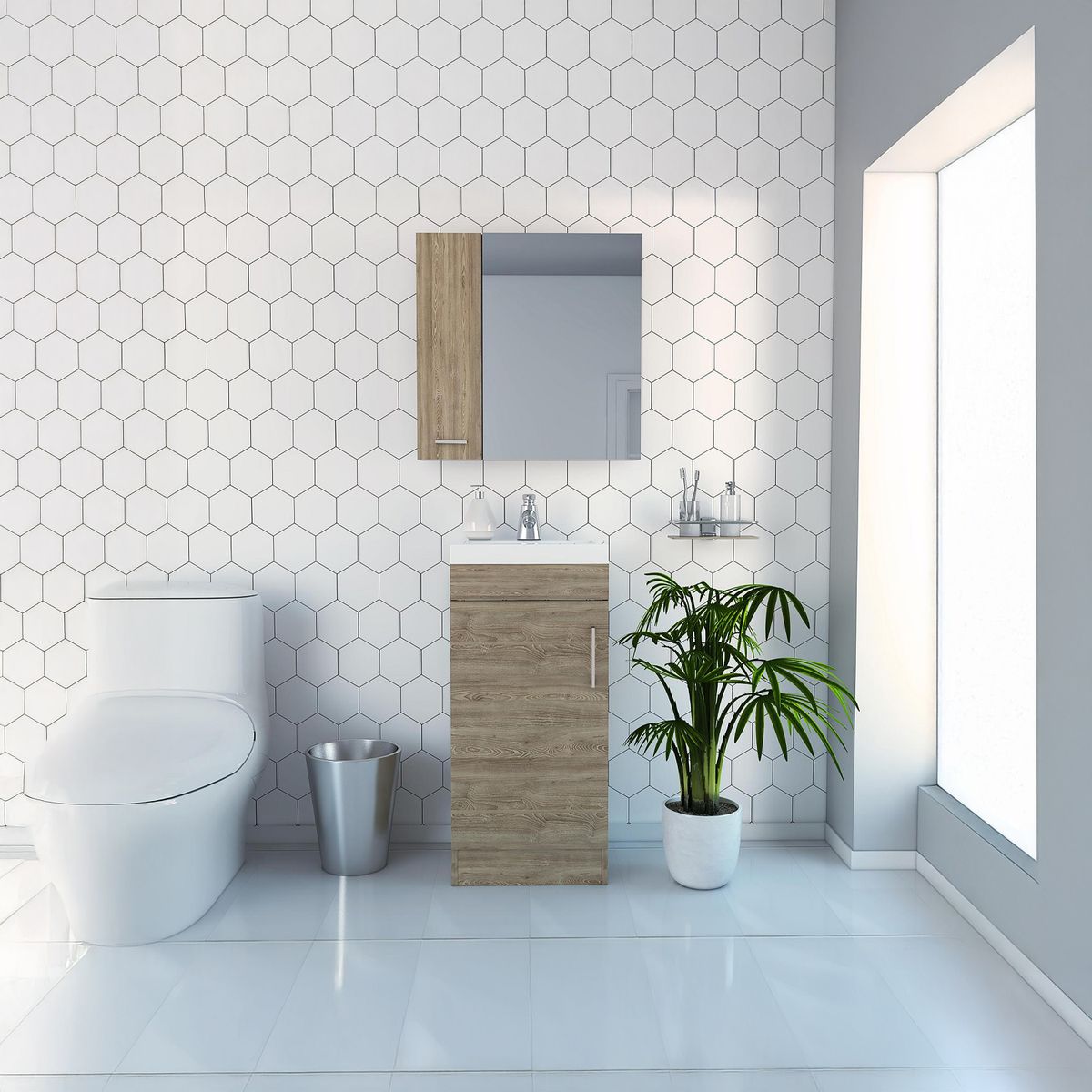 TUHOME - Combo botiquín + mueble lavamanos miel