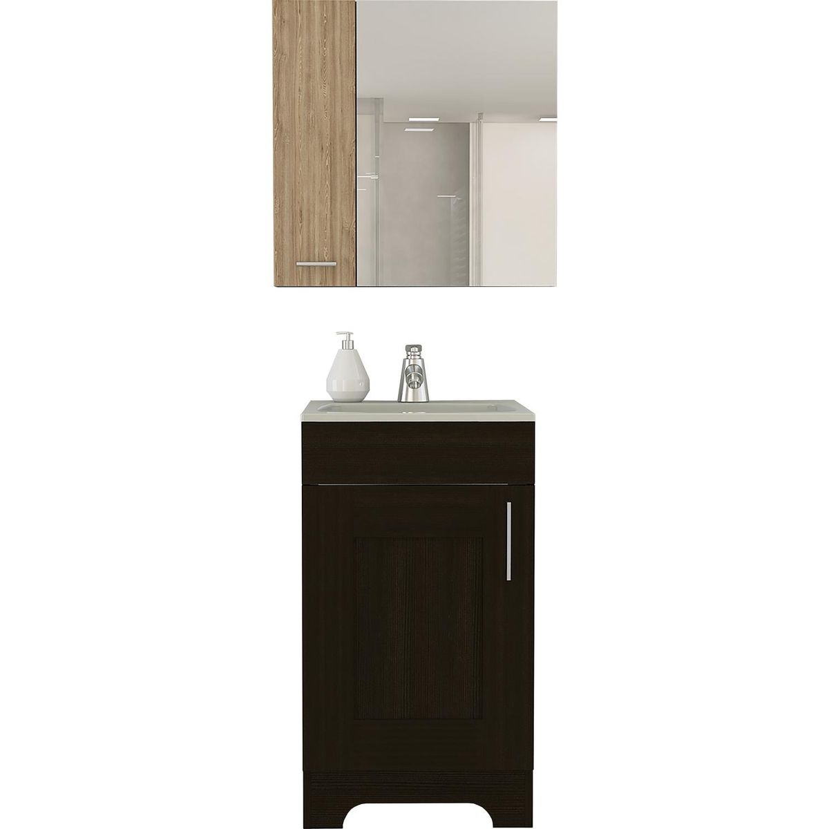 TUHOME - Combo botiquín + mueble lavamanos miel wengue