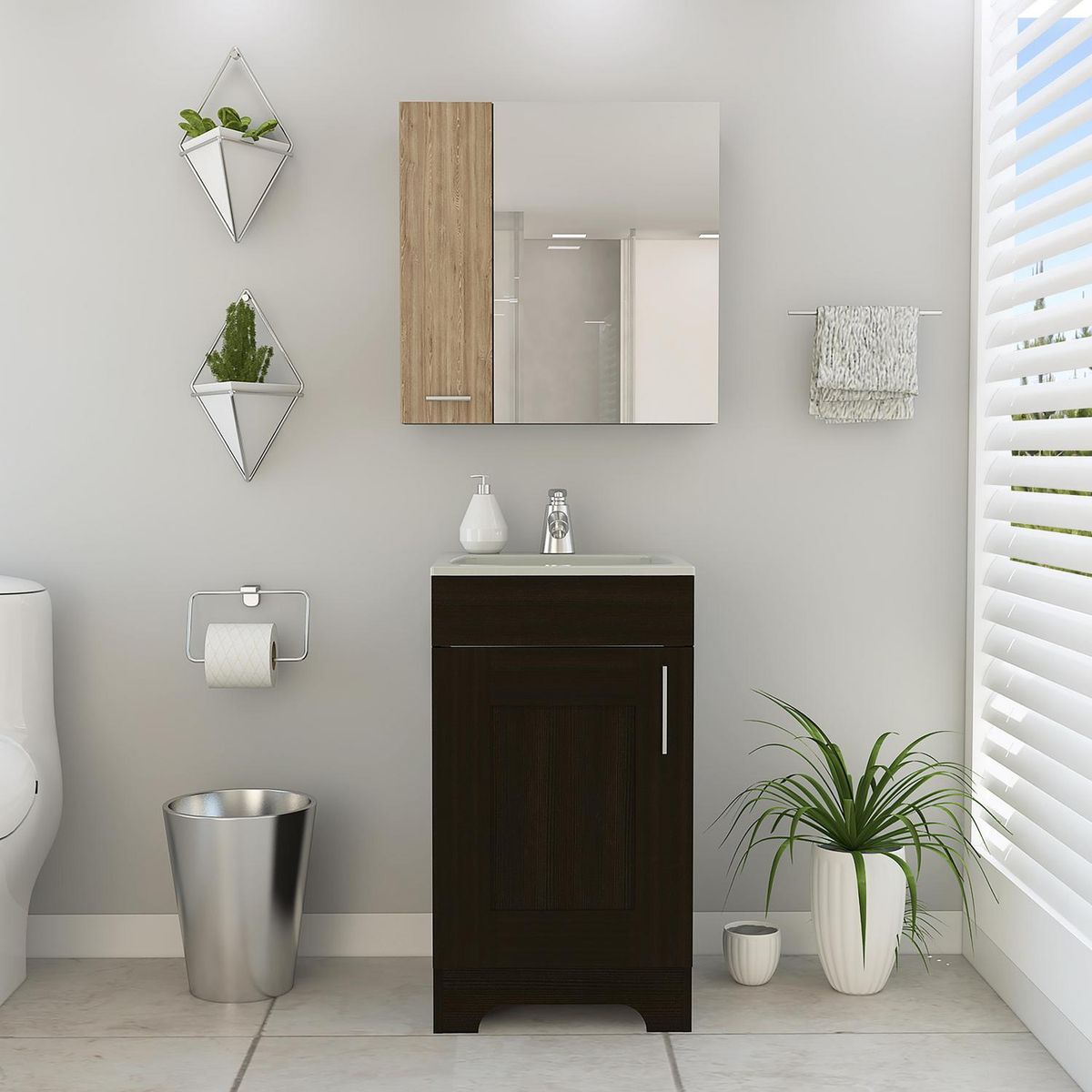 TUHOME - Combo botiquín + mueble lavamanos miel wengue