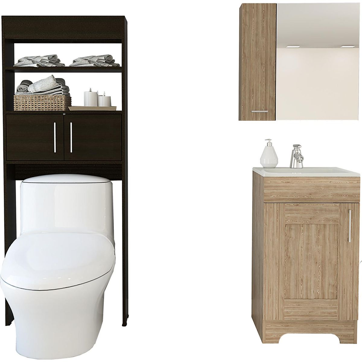 TUHOME - Combo botiquín + mueble lavamanos + optimizador miel wengue