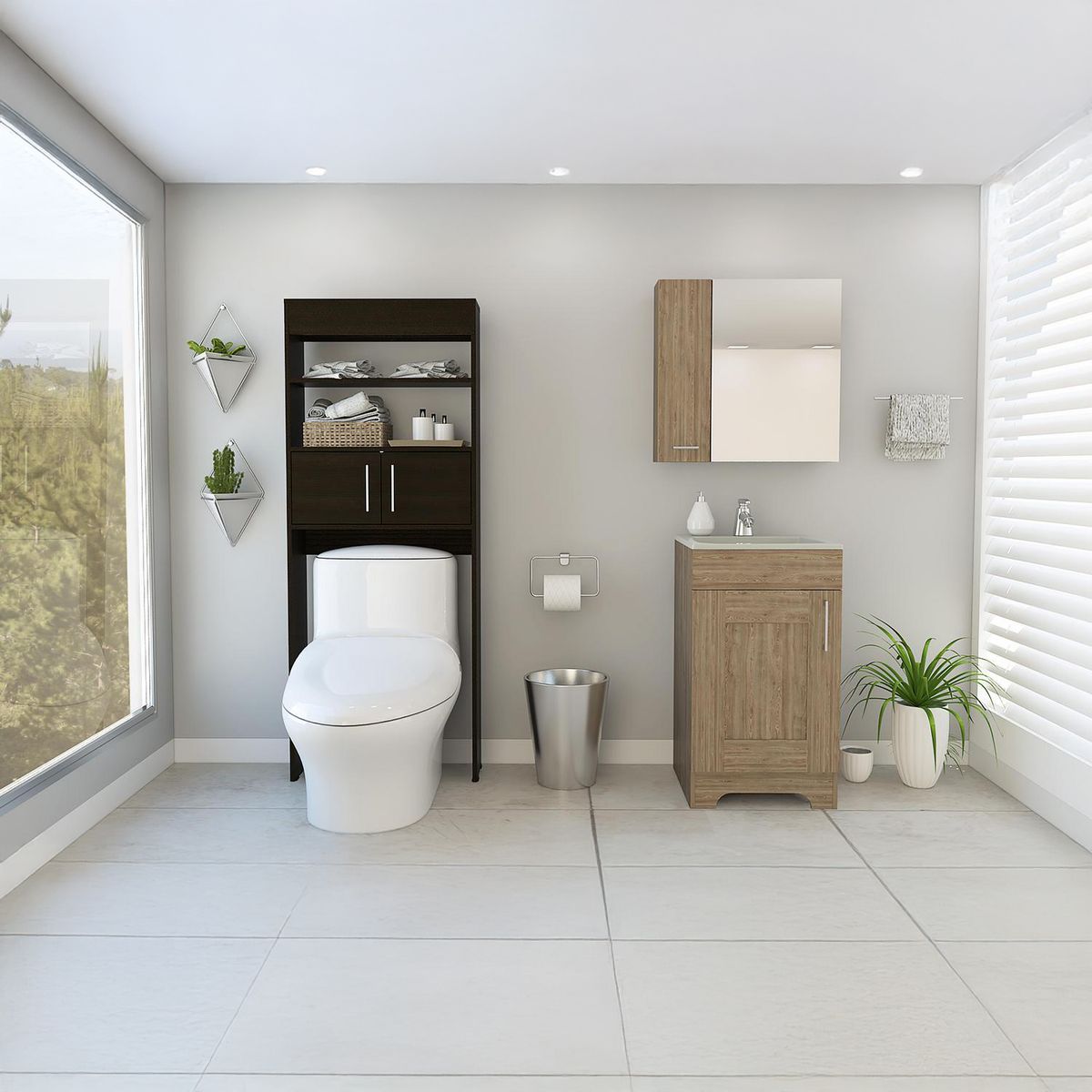 TUHOME - Combo botiquín + mueble lavamanos + optimizador miel wengue