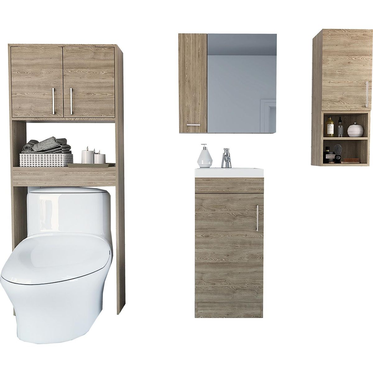 TUHOME - Combo botiquín + mueble lavamanos + muro + optimizador miel