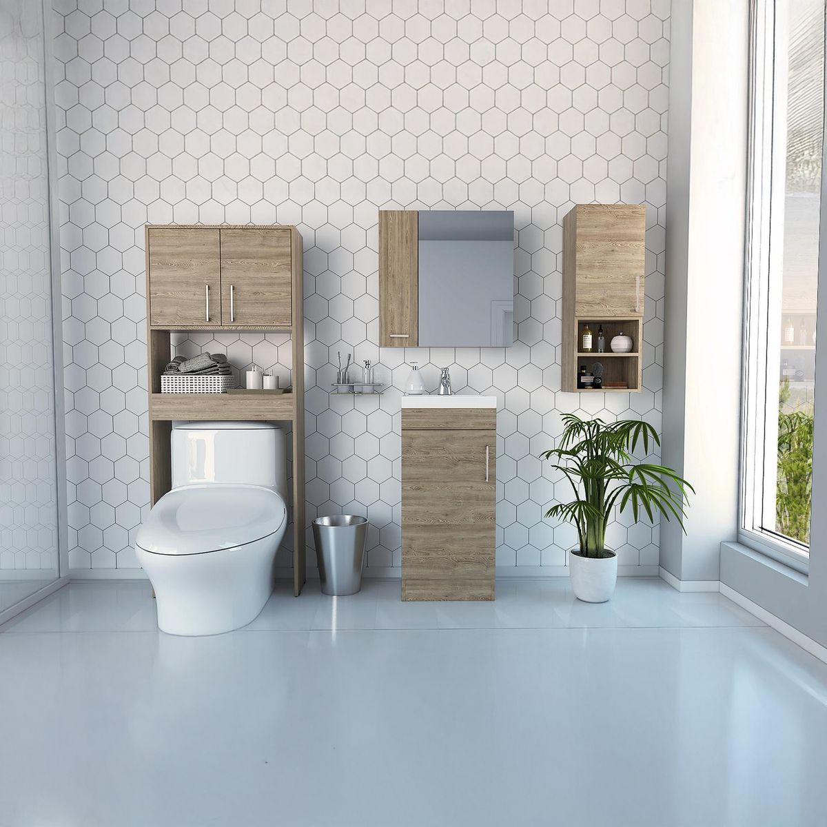 TUHOME - Combo botiquín + mueble lavamanos + muro + optimizador miel