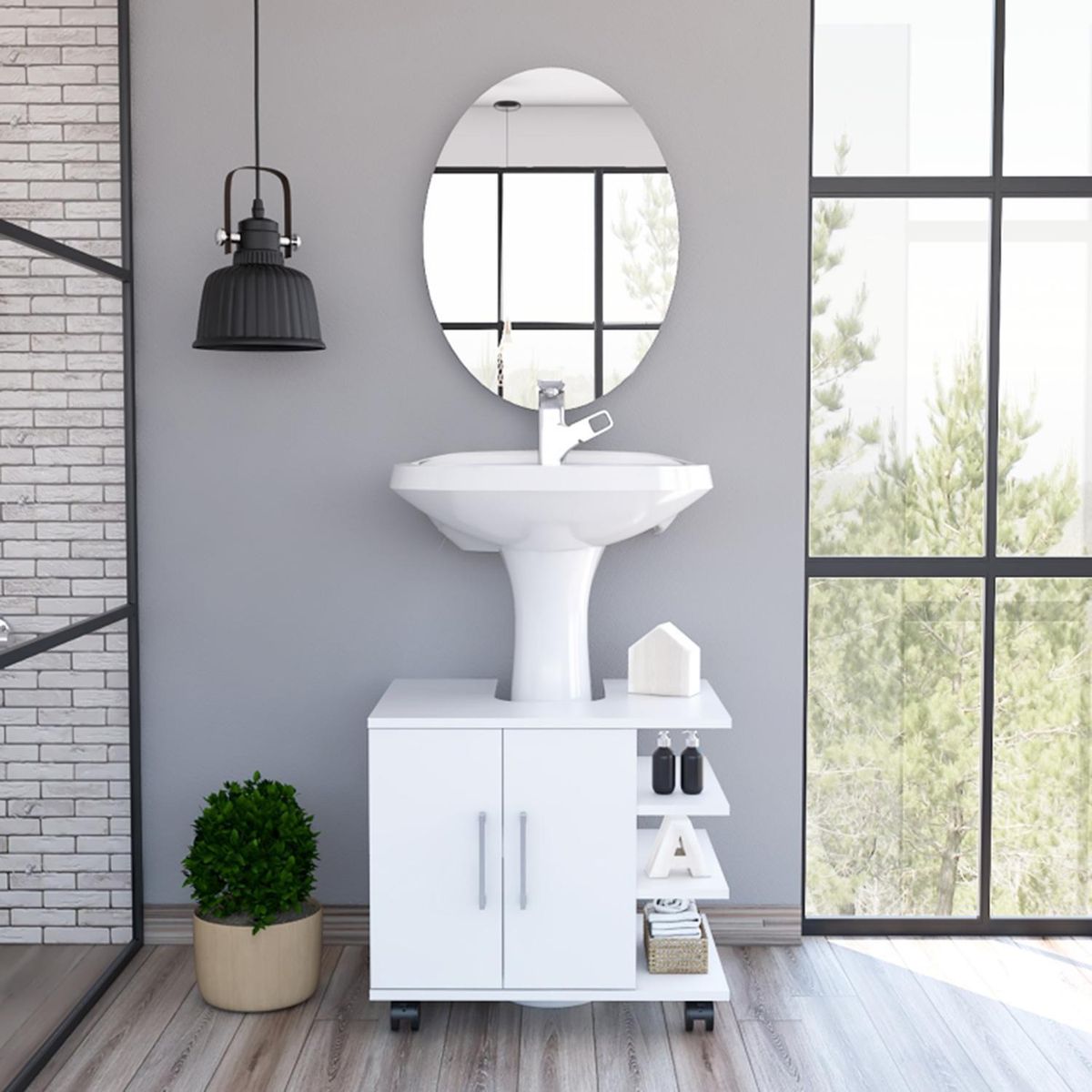 TUHOME - Combo Mueble de Lavamanos/Espejo