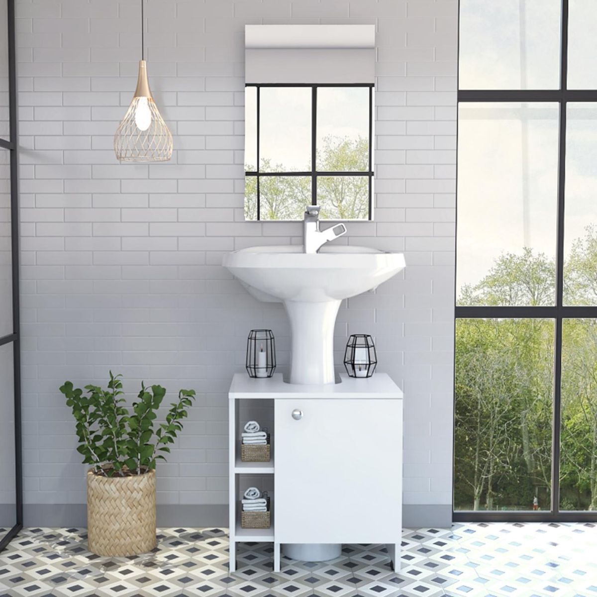 TUHOME - Combo mueble de lavamanos + espejo