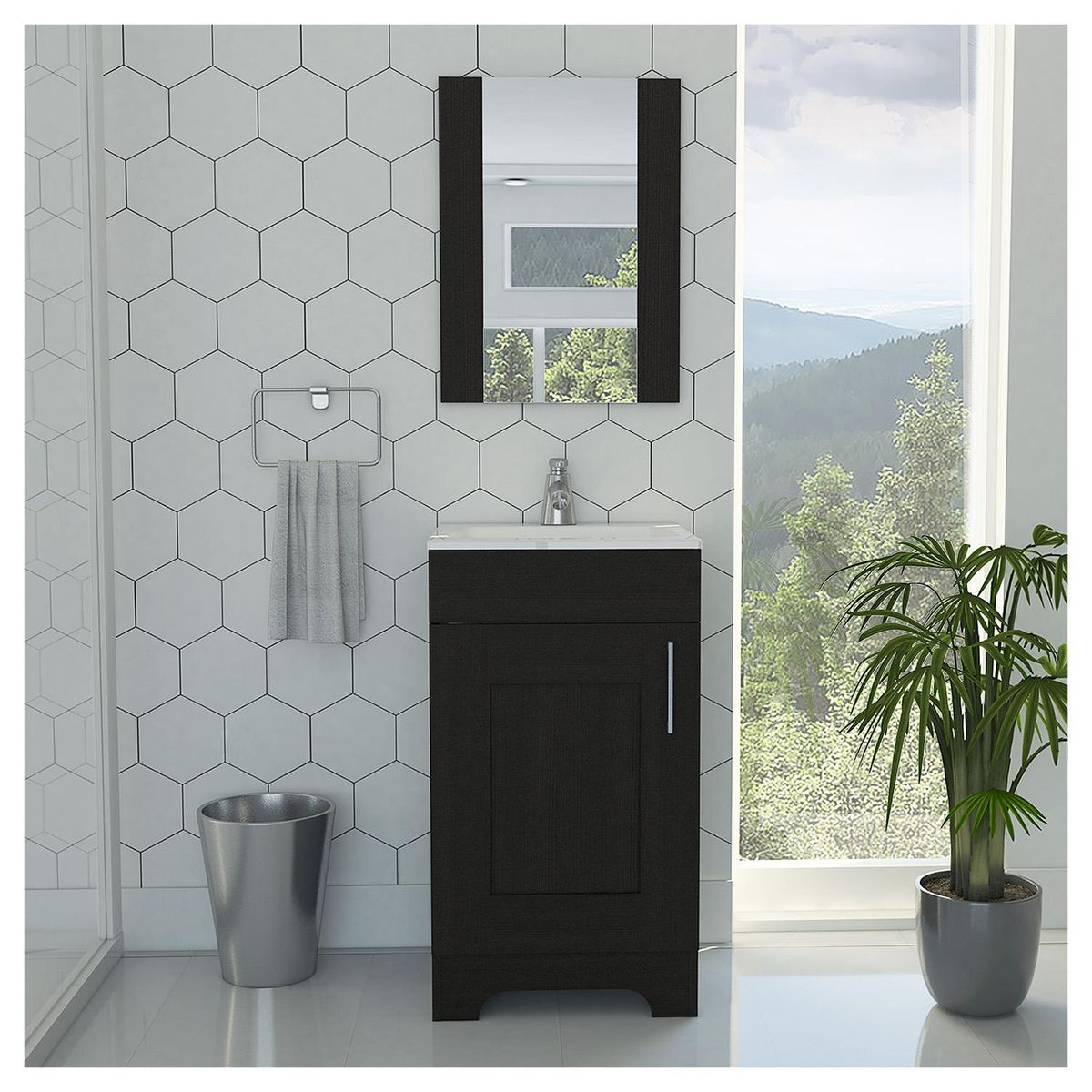 TUHOME - Combo botiquín + mueble lavamanos wengue