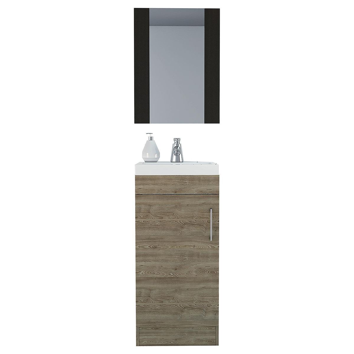 TUHOME - Combo espejo + mueble lavamanos wengue miel