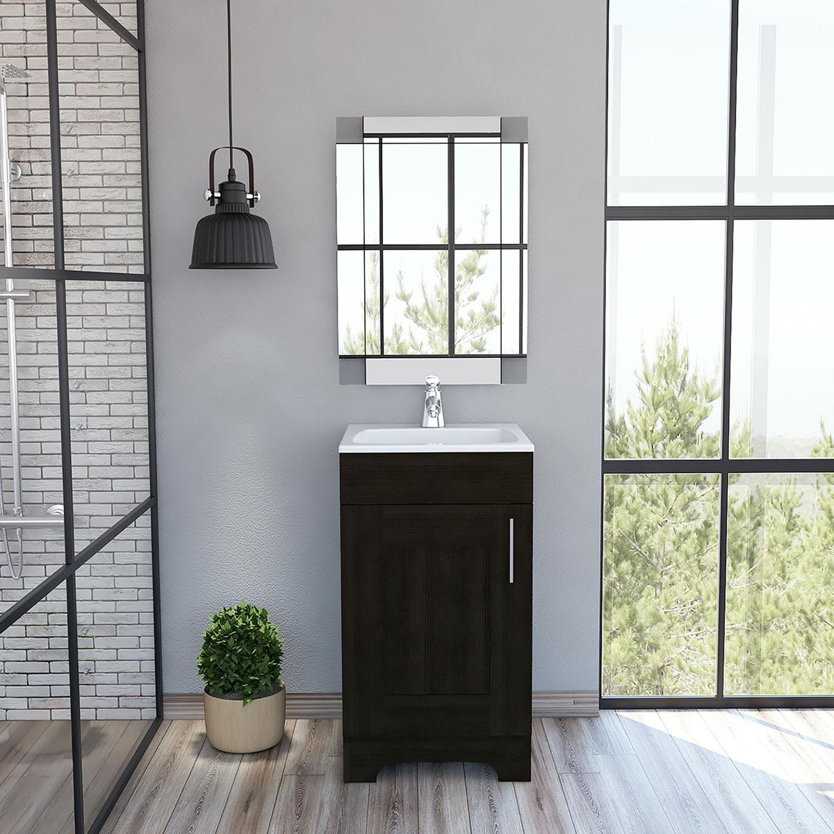 TUHOME - Combo Mueble de Lavamanos/Espejo Wengue