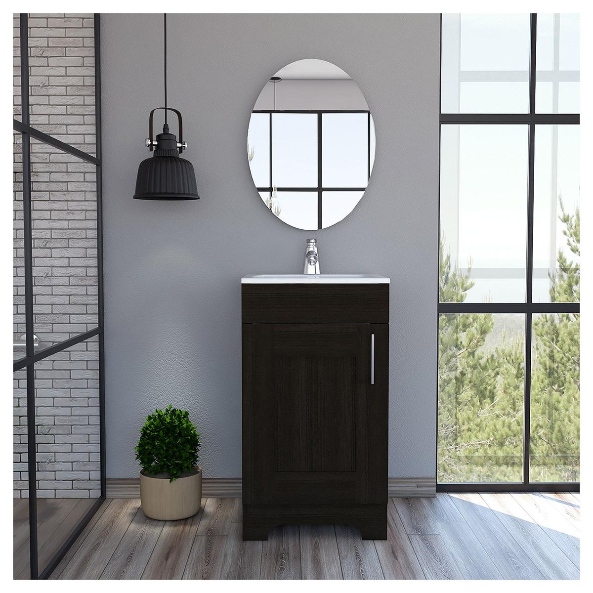 TUHOME - Combo Mueble de Lavamanos/Espejo Wengue