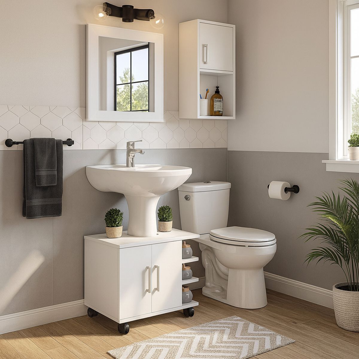 TUHOME - Botiquín + optimizadores lavamanos blanco