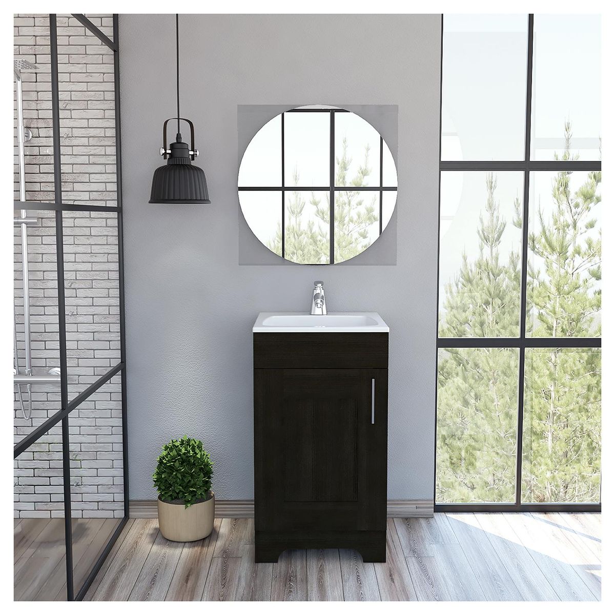 TUHOME - Combo Mueble de Lavamanos/Espejo Wengue