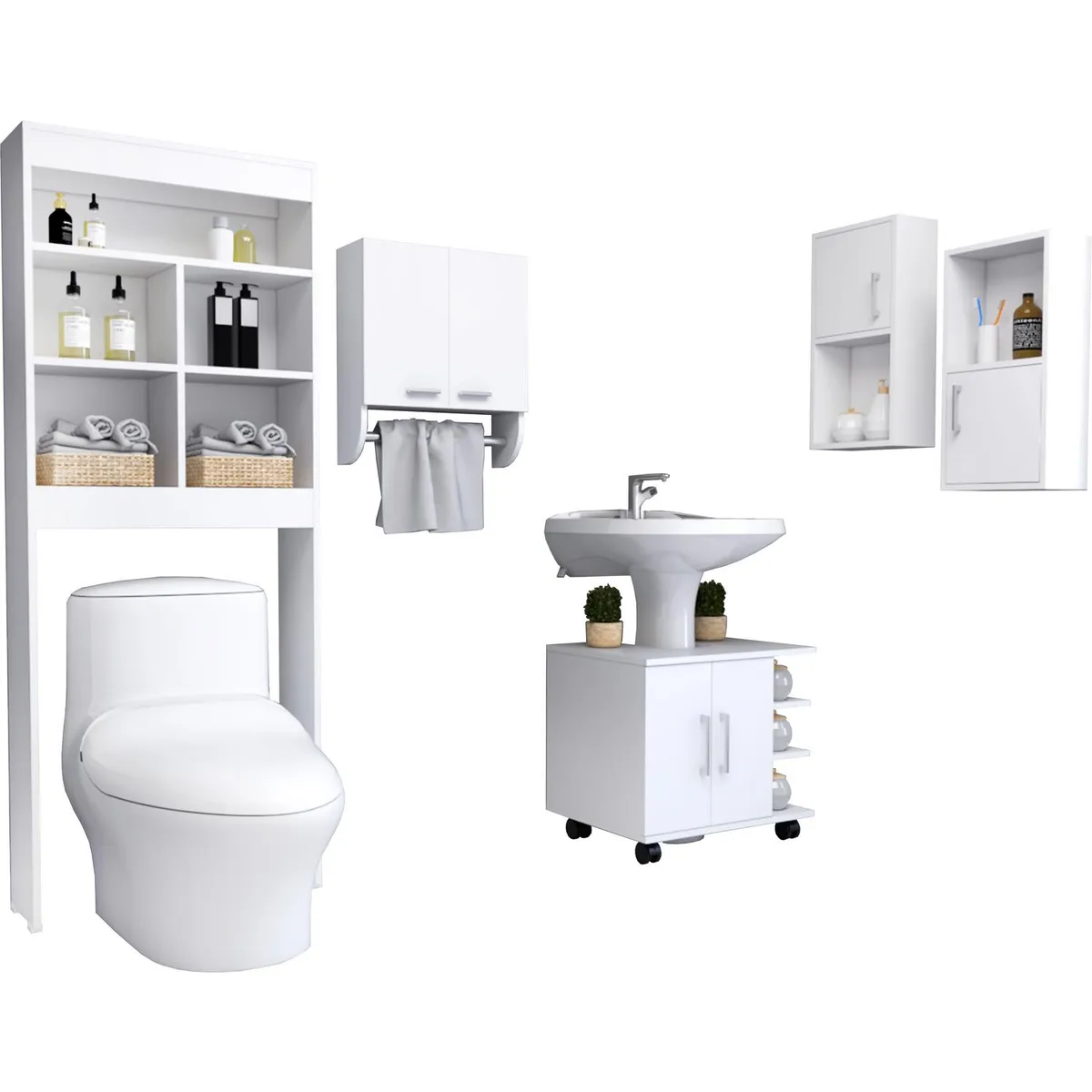 TUHOME - Botiquín + optimizador lavamanos blanco