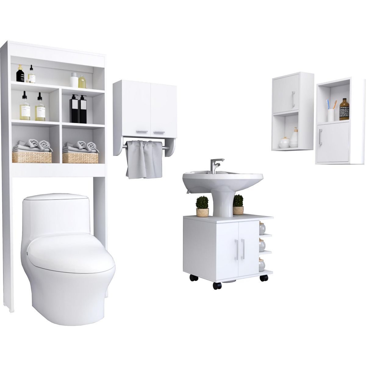 TUHOME - Botiquín + optimizador lavamanos blanco