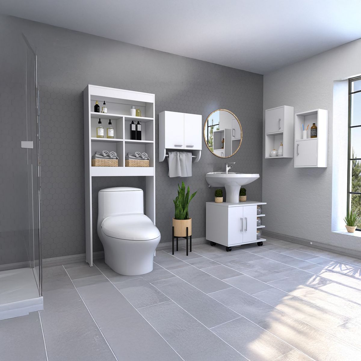 TUHOME - Botiquín + optimizador lavamanos blanco