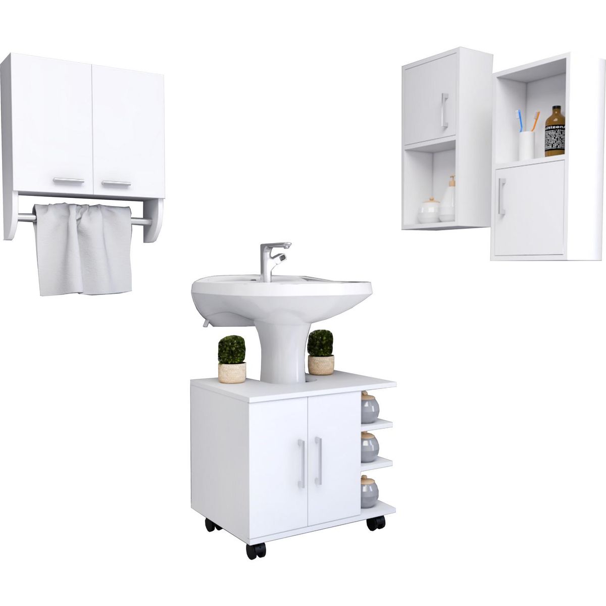 TUHOME - Botiquín + optimizador lavamanos blanco