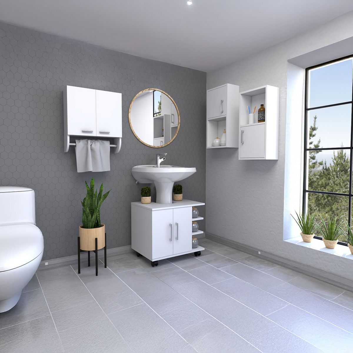 TUHOME - Botiquín + optimizador lavamanos blanco