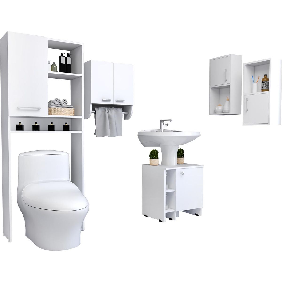 TUHOME - Botiquín + optimizador lavamanos blanco