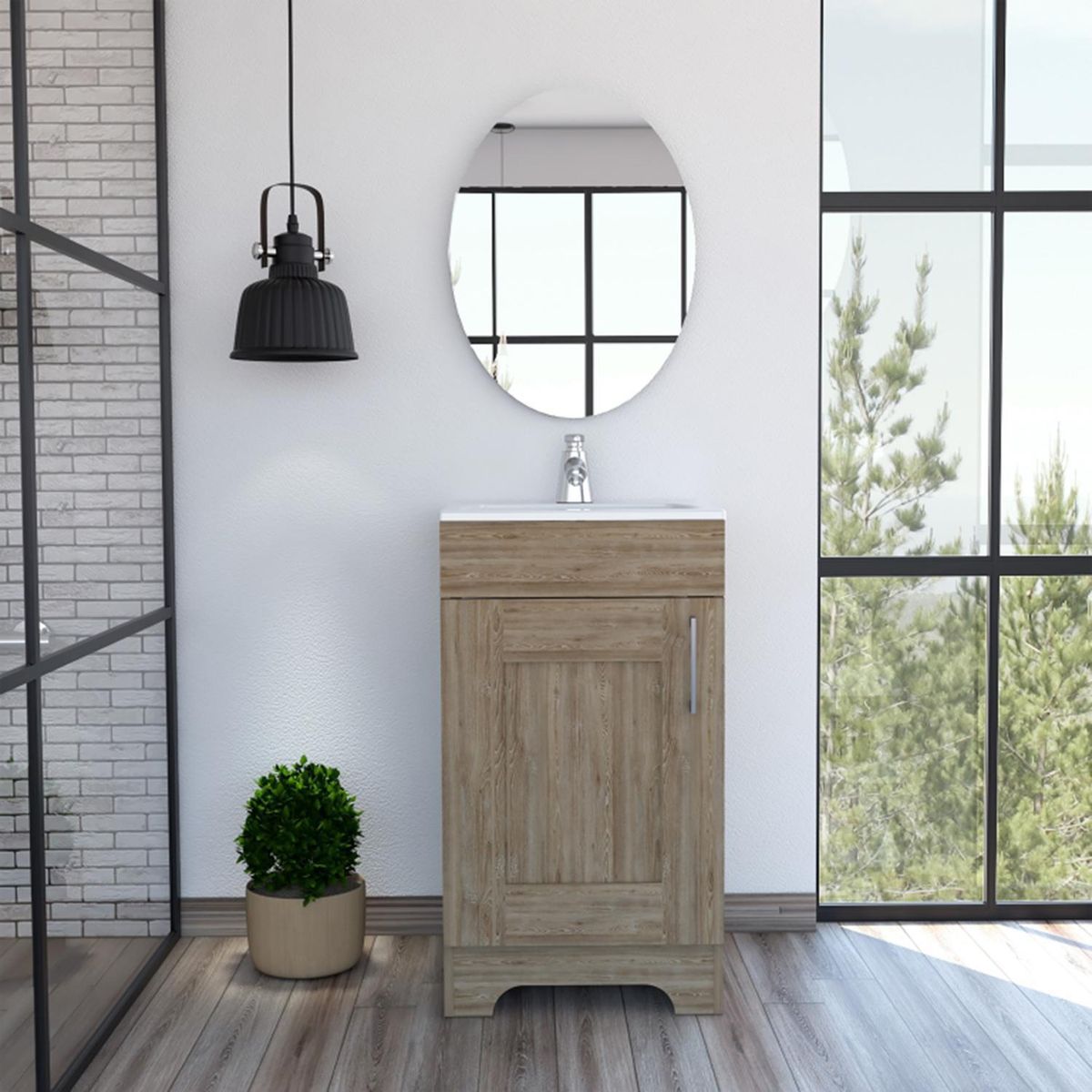 TUHOME - Combo Mueble de Lavamanos/Espejo Miel