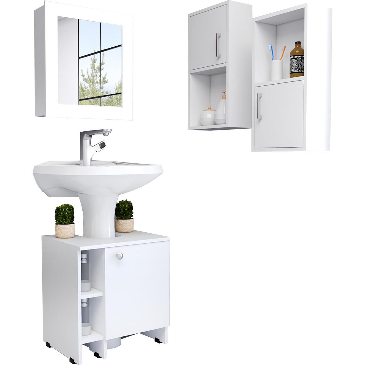 TUHOME - Botiquín/Optimizador Lavamanos Blanco