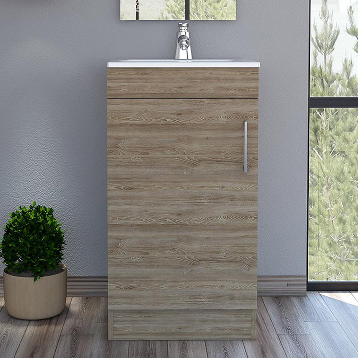 TUHOME - Combo Mueble de Lavamanos/Espejo Miel