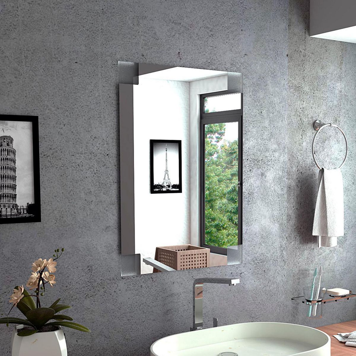 TUHOME - Combo Mueble de Lavamanos/Espejo Miel