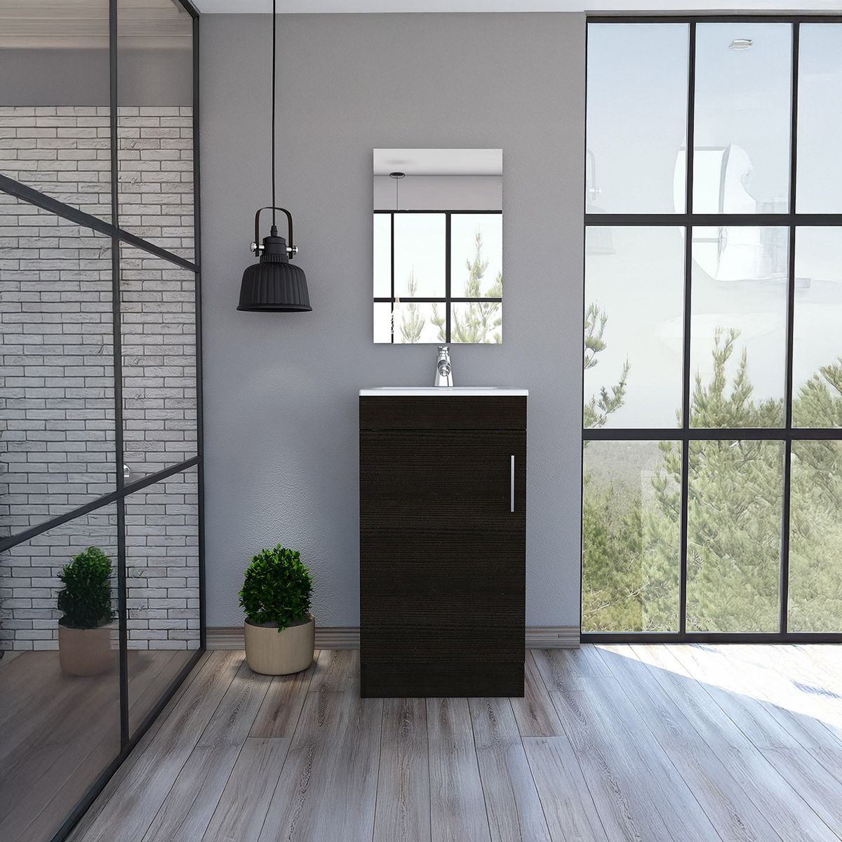 TUHOME - Combo Mueble de Lavamanos/Espejo Wengue