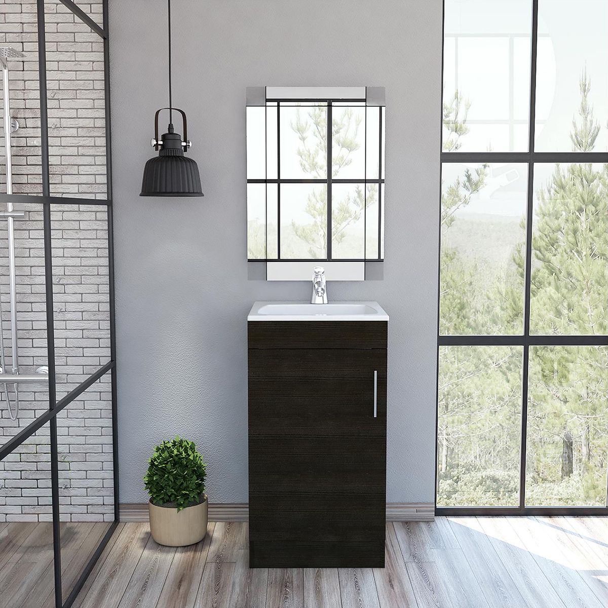 TUHOME - Combo Mueble de Lavamanos/Espejo Wengue