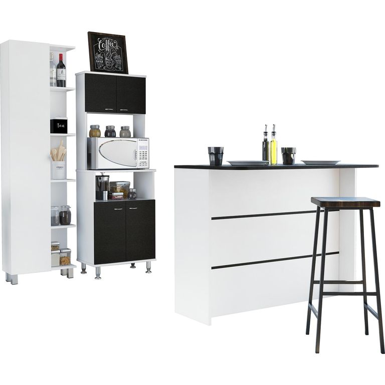 Combo Muebles Cocina Barra Optimizador Espacios Aglomerado