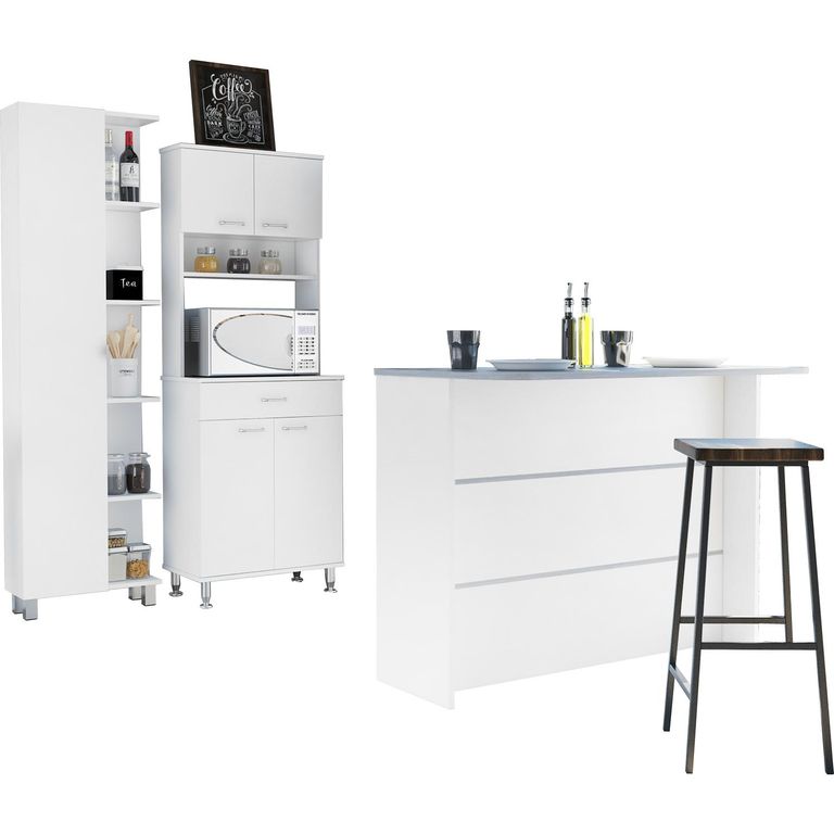 Combo Muebles Cocina Con Barra Optimización Espacios