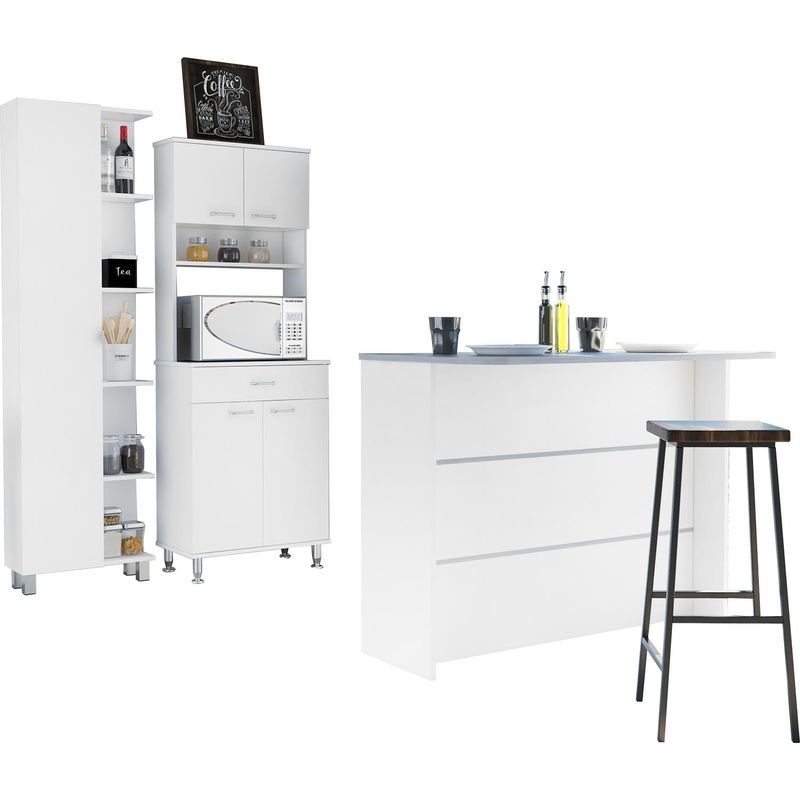 TUHOME - Combo cocina mueble cocina + barra de cocina + optimizador