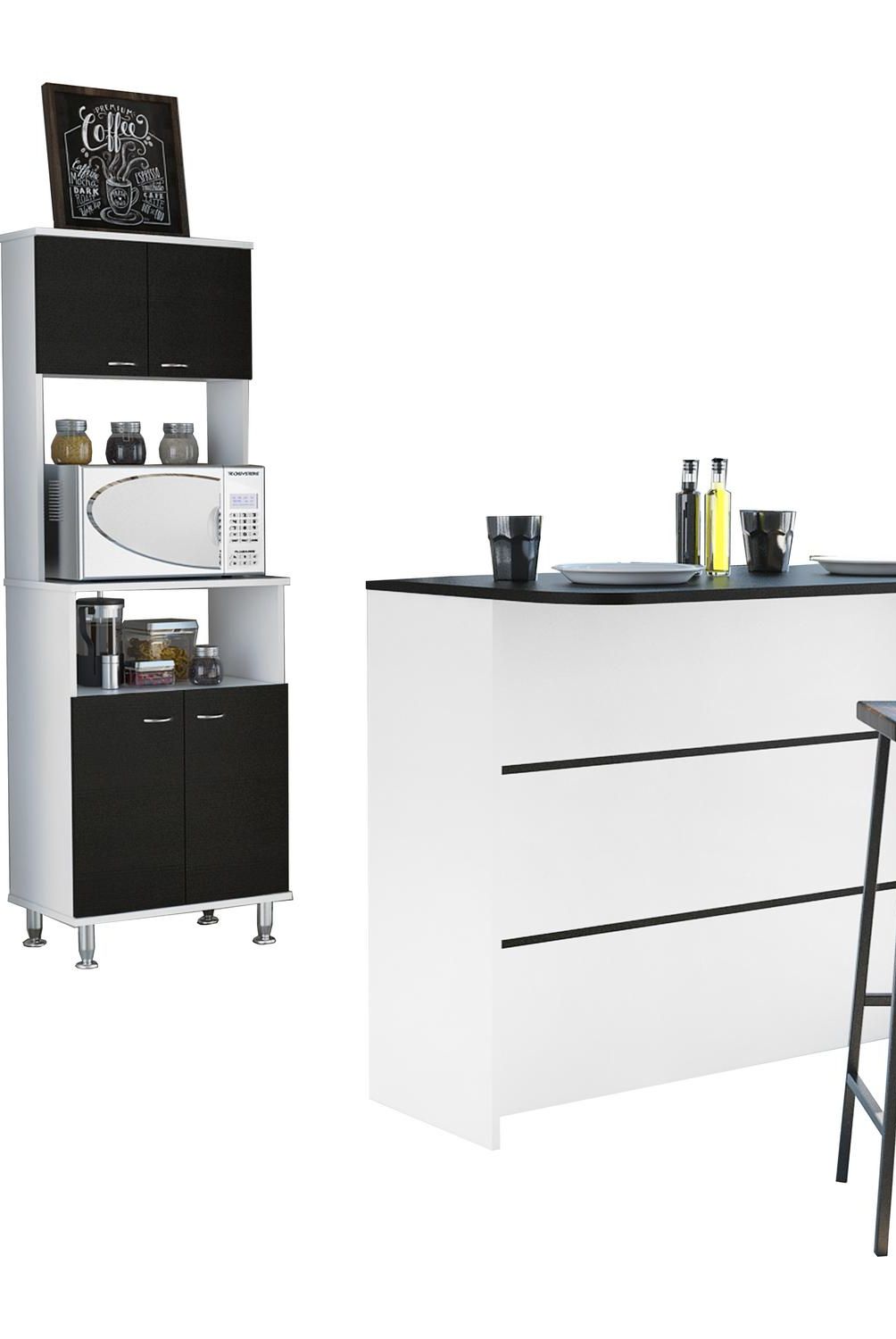 TUHOME - Combo cocina mueble cocina + barra de cocina + optimizador