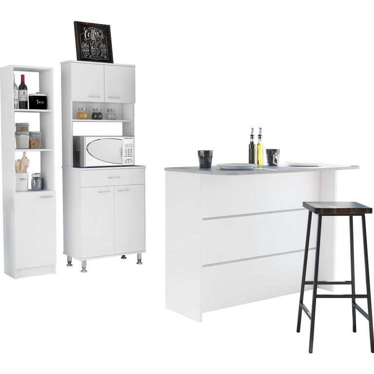 Combo Muebles Cocina Modular Barra Optimización Espacio