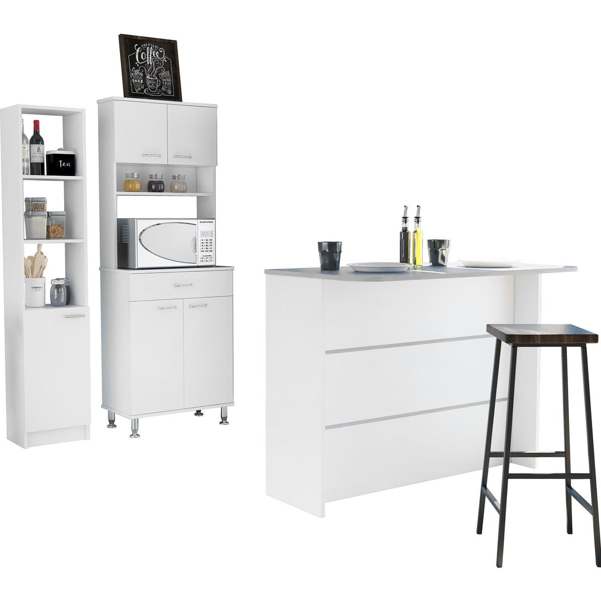 TUHOME - Combo cocina mueble cocina + barra de cocina + optimizador