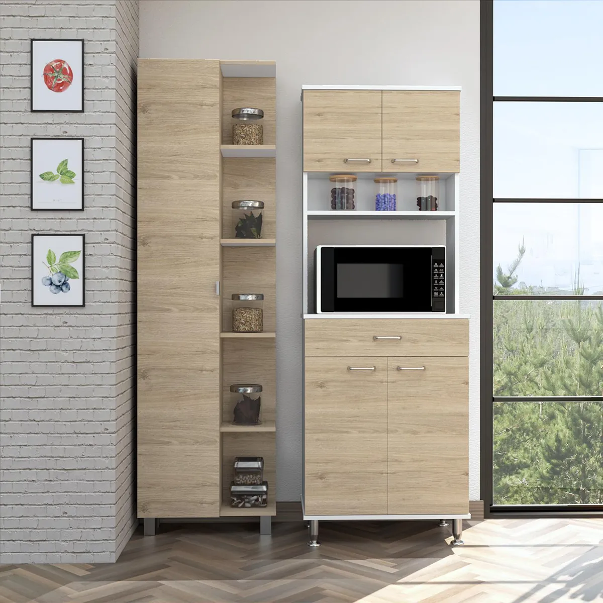 TUHOME - Combo cocina mueble cocina + optimizador - rovere / blanco