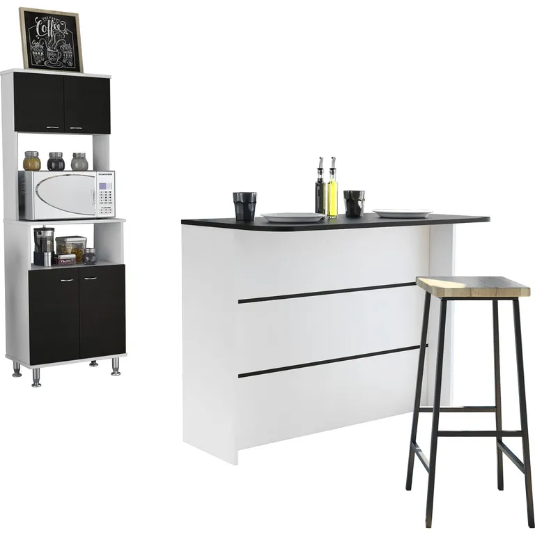 Combo Mueble Cocina Microondas Barra Desayunador Aglomerado