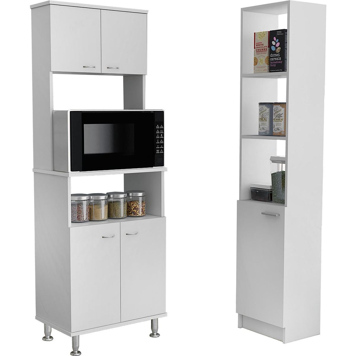 TUHOME - Combo cocina mueble microondas + optimizador blanco