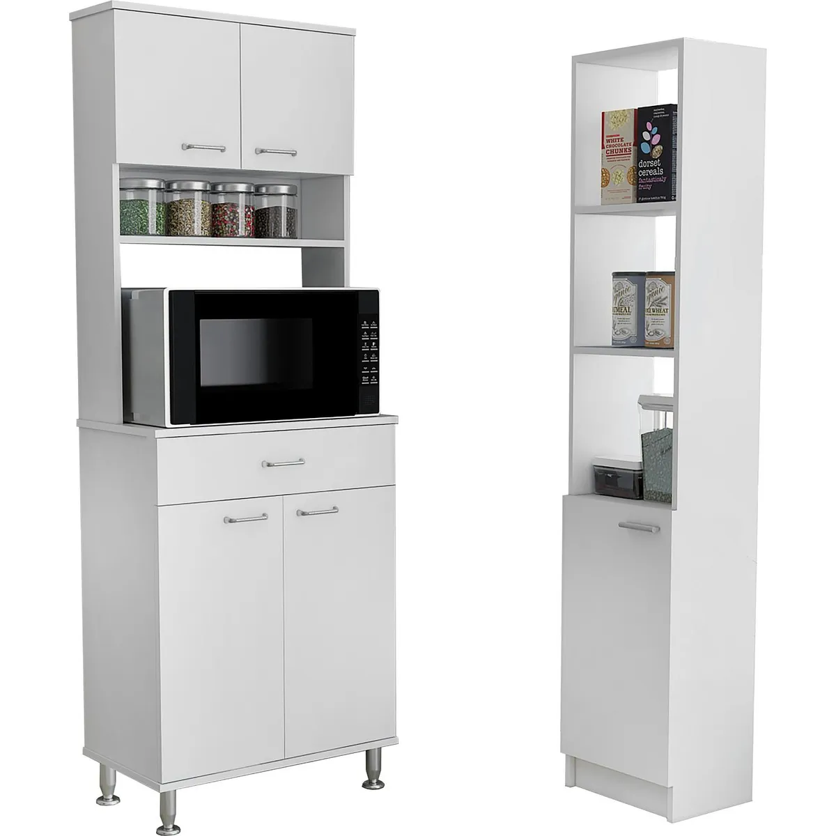 TUHOME - Combo cocina mueble microondas + optimizador blanco