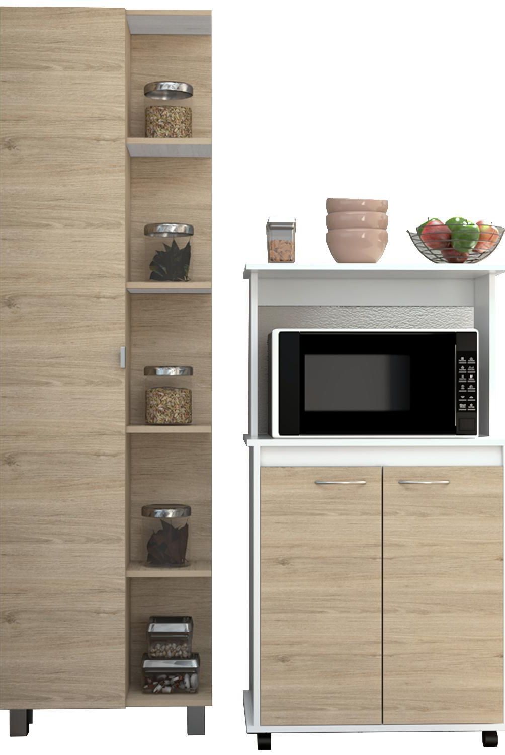 TUHOME - Combo cocina mueble cocina + optimizador - rovere/blanco
