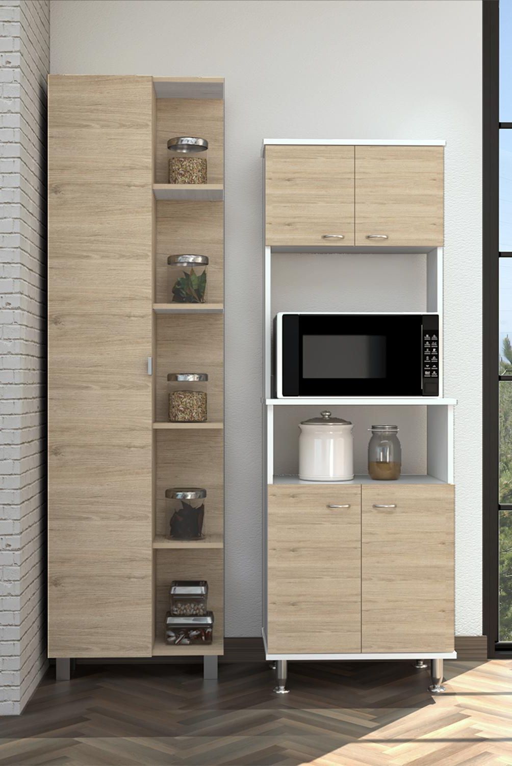TUHOME - Combo cocina mueble cocina + optimizador - rovere/blanco