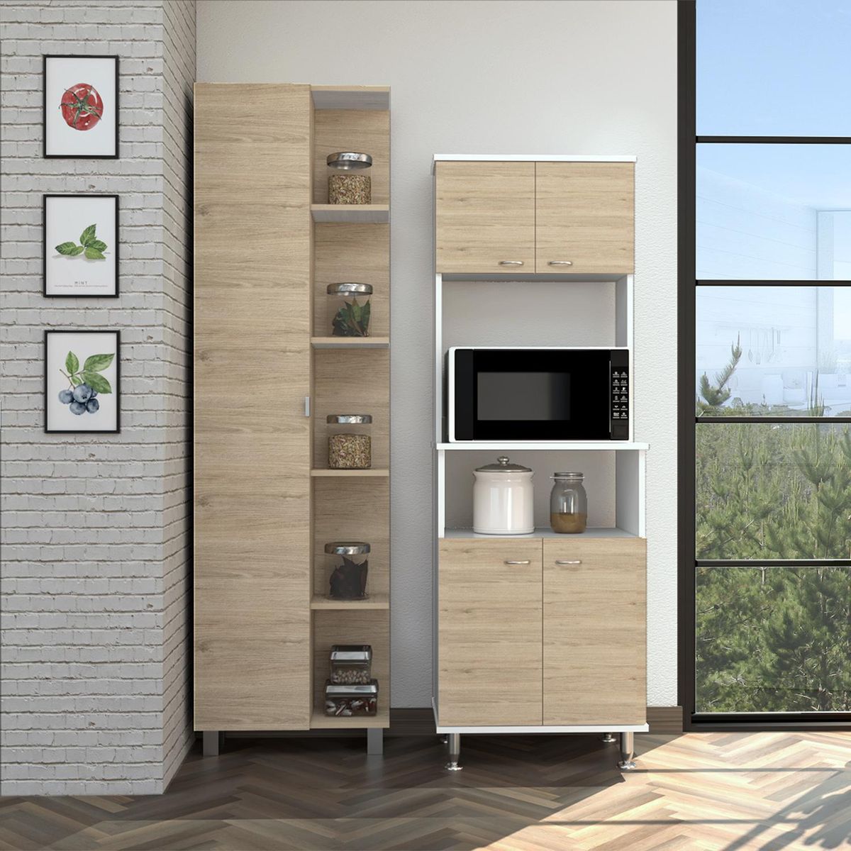 TUHOME - Combo cocina mueble cocina + optimizador - rovere/blanco