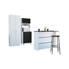 TUHOME - Combo cocina mueble cocina + barra de cocina + optimizador