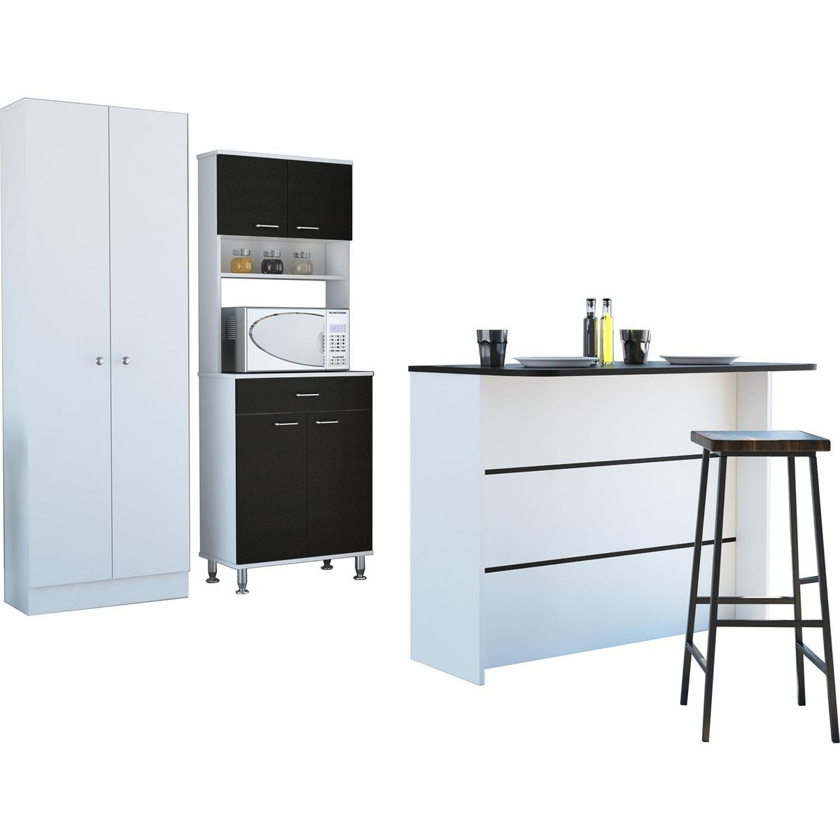 TUHOME - Combo cocina mueble cocina + barra de cocina + optimizador