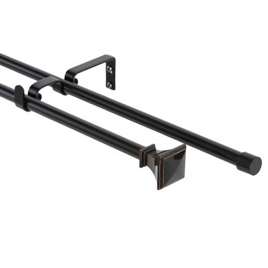 Set Barra Doble 13/16 mm extensible 120-200 cm Prisma Negro Envejecido