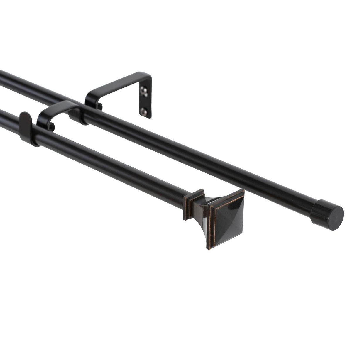 METALHSA - Set Barra Doble 13/16 mm extensible 120-200 cm Prisma Negro Orb