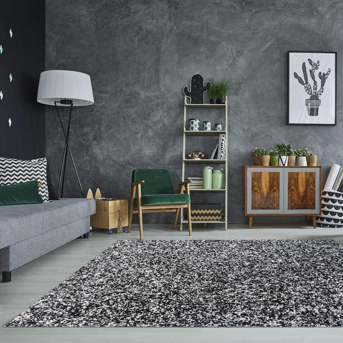 Alfombra Shaggy 150x200 cm Polipropileno Gris, marca IDETEX - Foto Principal