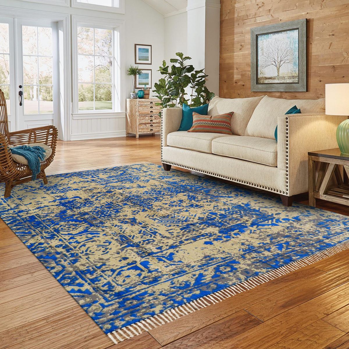 IDETEX - Alfombra Cotton 160x230 cm Algodón Azul