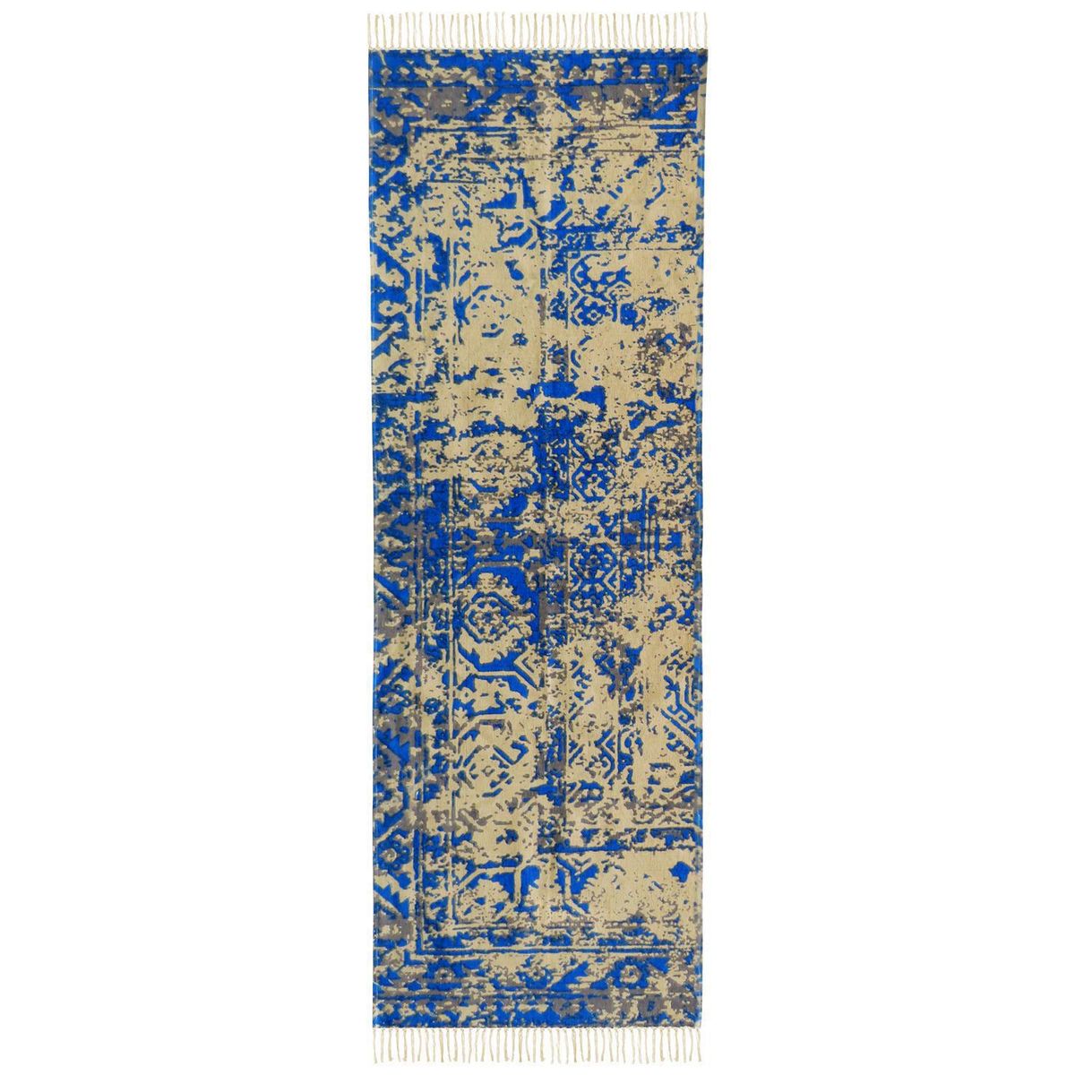 IDETEX - Alfombra Vintage 70x230 cm Algodón Azul