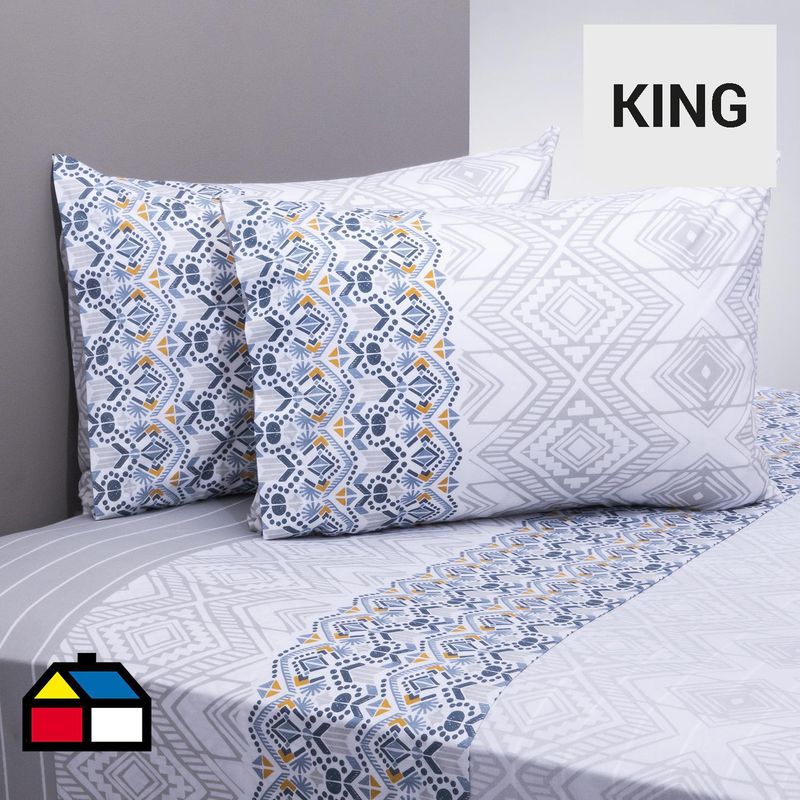 ELEMENT & CO - Juego sábanas 200 hilos timba multicolor king