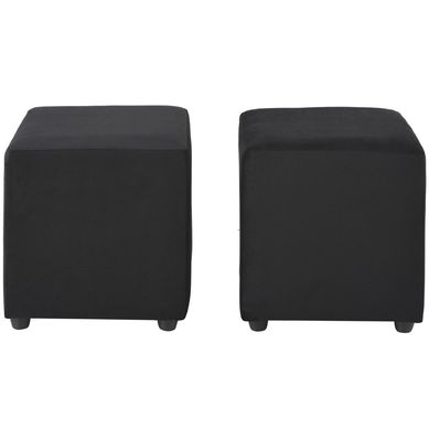 Set 2 poufs cali felpa negro