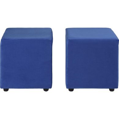 Set 2 poufs cali felpa azul rey